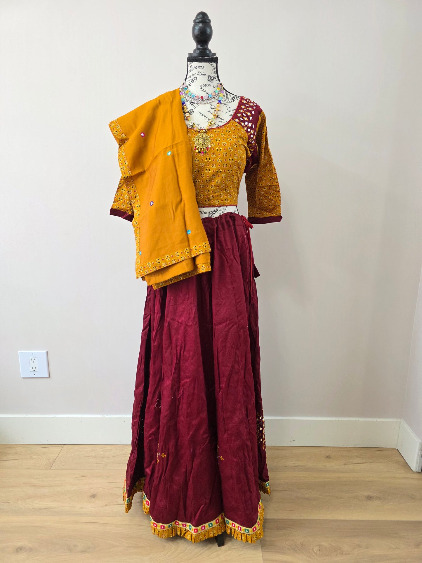 Yellow and Maroon Chaniyacholi