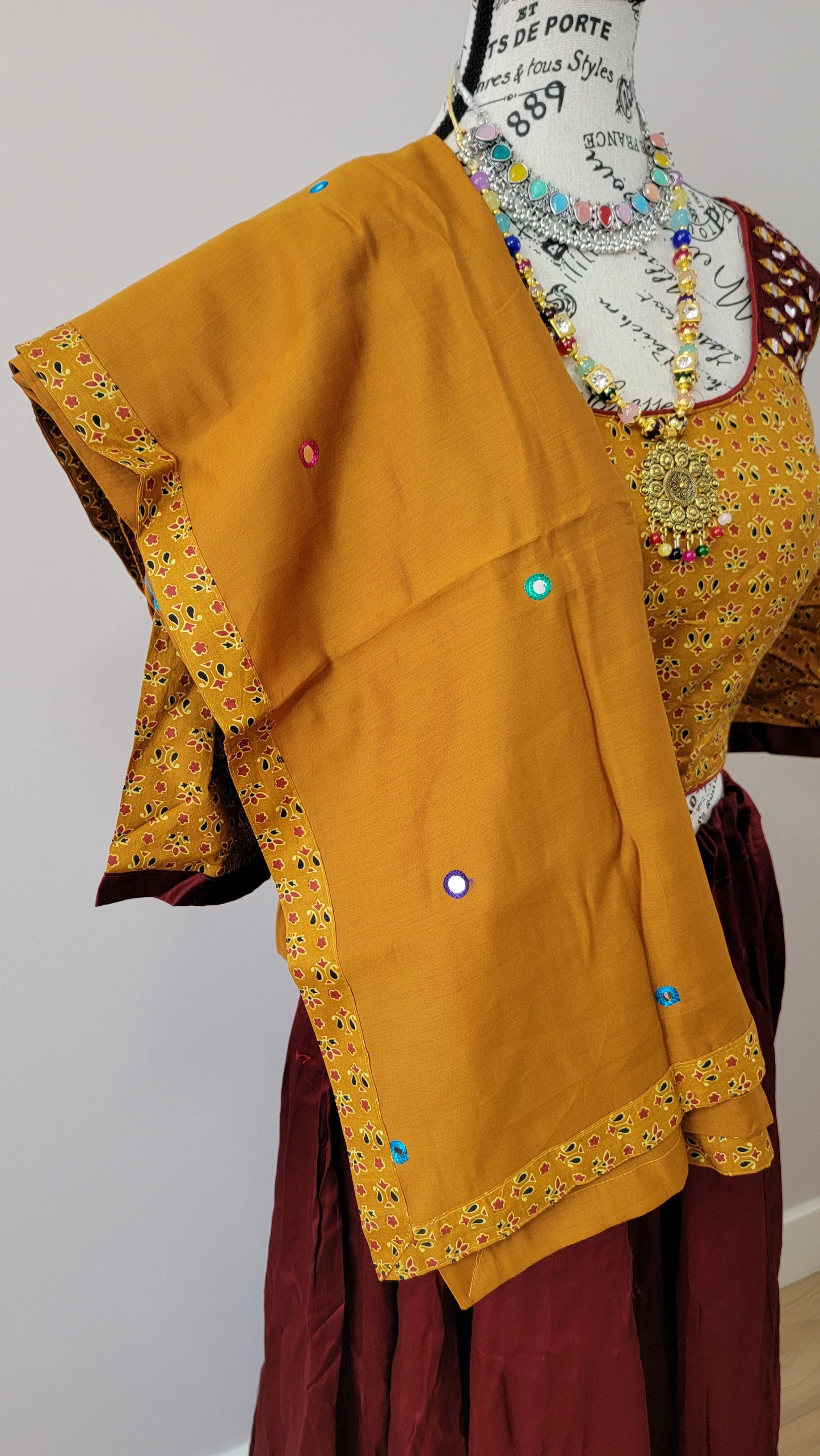 Yellow and Maroon Chaniyacholi