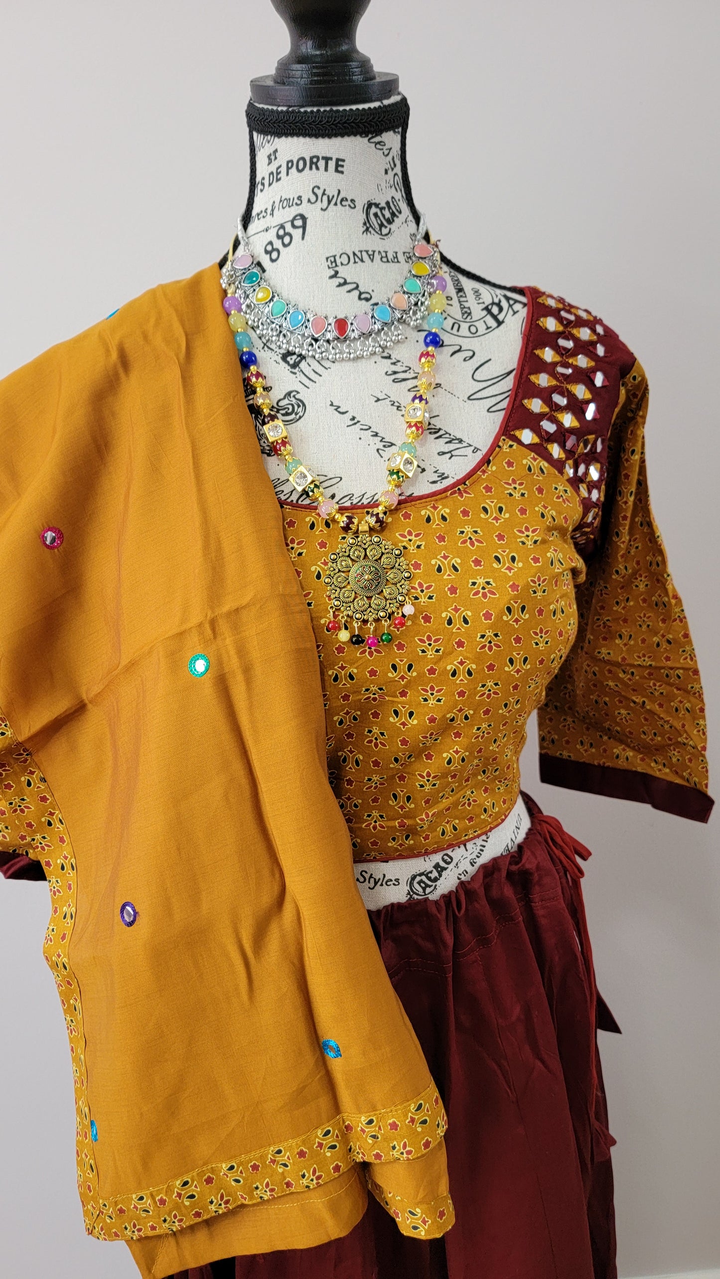 Yellow and Maroon Chaniyacholi