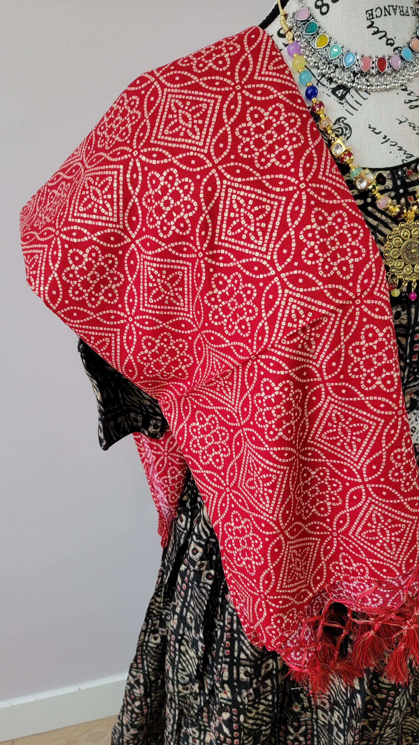 Black Chaniyacholi with Red Dupatta