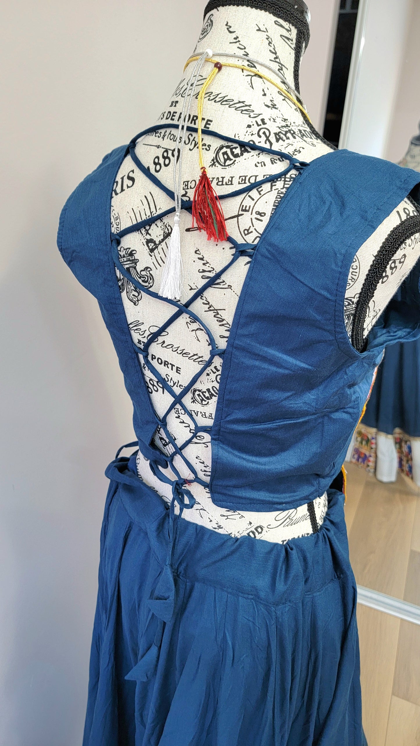 Blue Chaniyacholi with Pink Dupatta and Sleevless Blouse