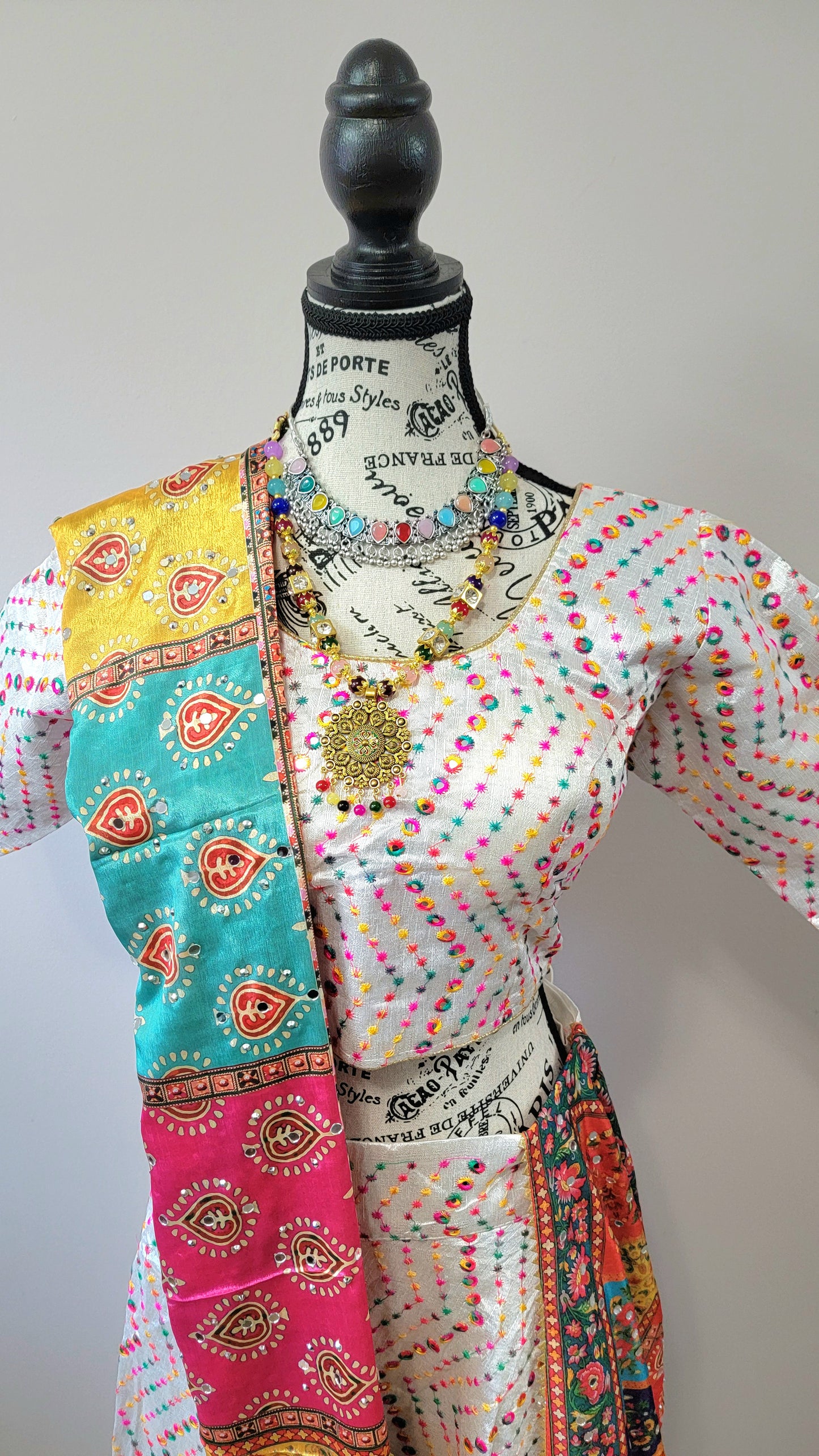 Light Pink Chaniyacholi with Multicolor Dupatta