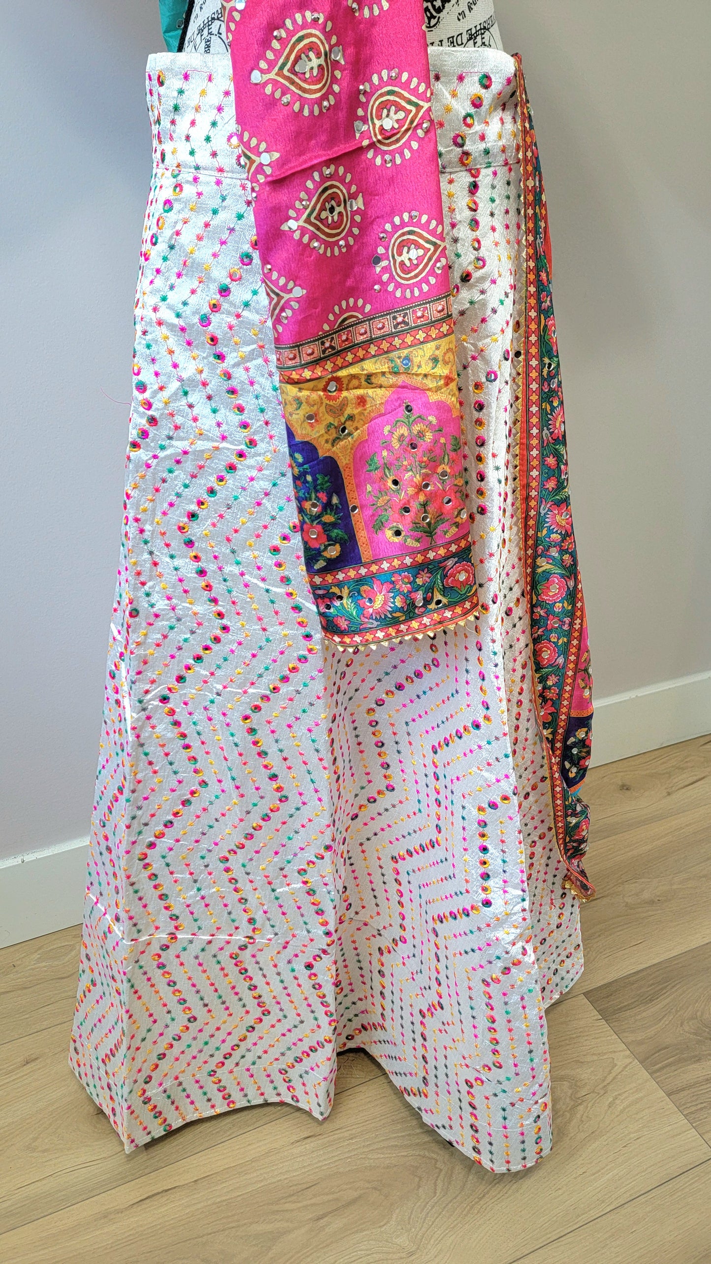 Light Pink Chaniyacholi with Multicolor Dupatta