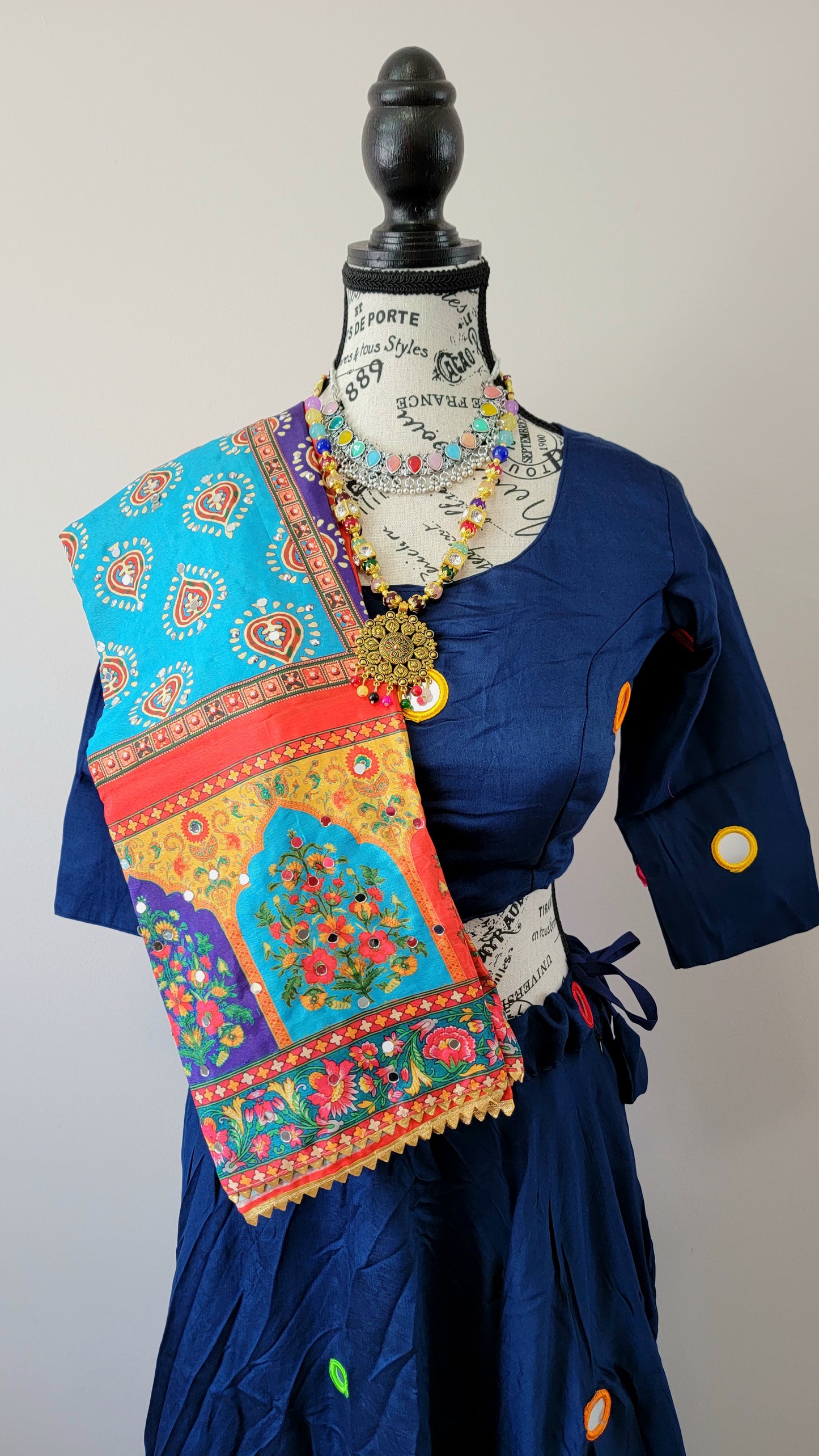 Blue Chaniyacholi with Mutlicolor Dupatta