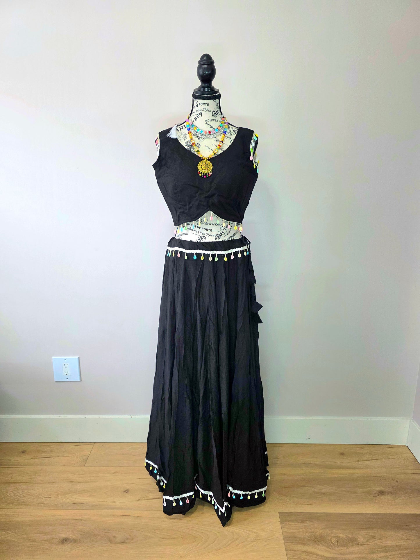 Black Chaniyacholi with Sleeveless Blouse