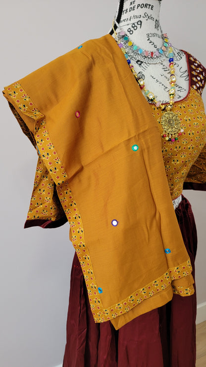 Yellow and Maroon Chaniyacholi