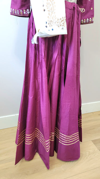 Purple Chaniyacholi with White Dupatta