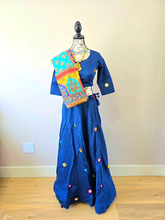 Blue Chaniyacholi with Mutlicolor Dupatta
