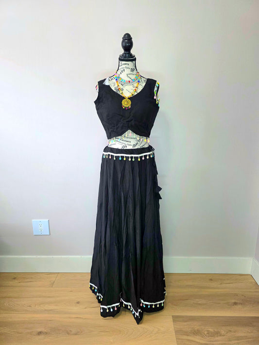 Black Chaniyacholi with Sleeveless Blouse