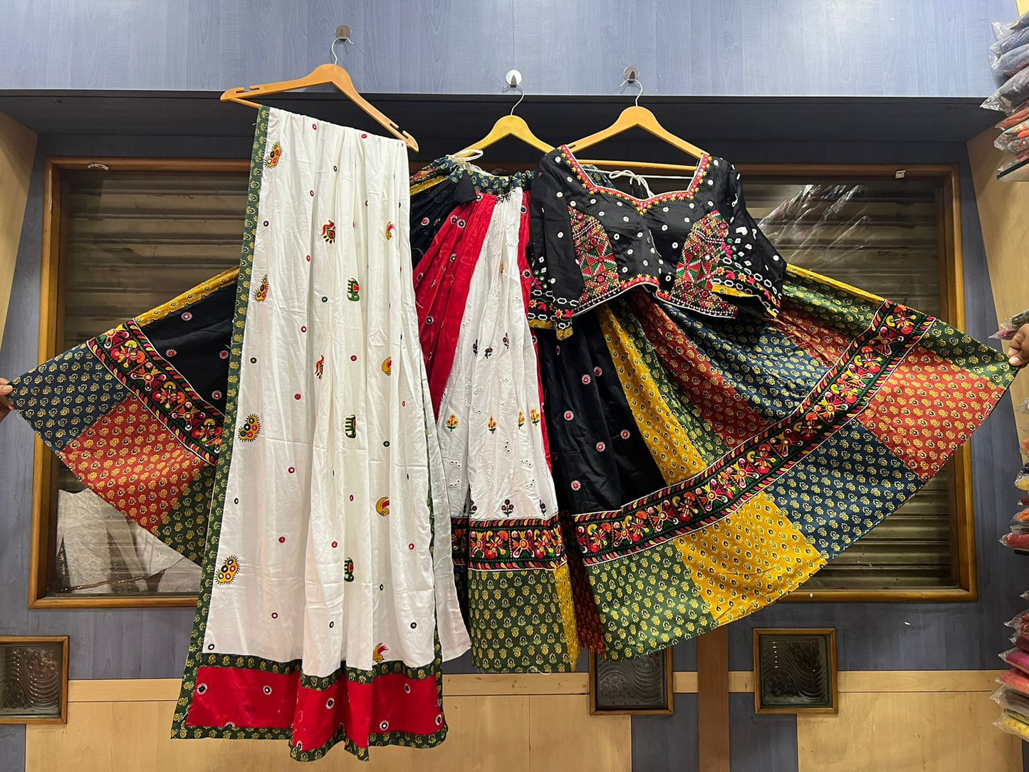 Multicolor Chaniyacholi with White Dupatta