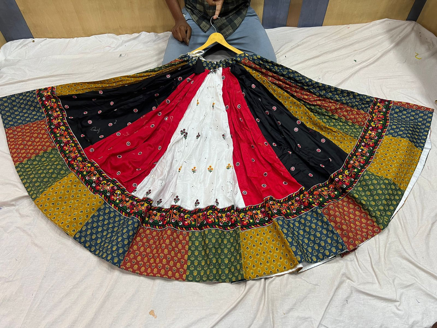 Multicolor Chaniyacholi with White Dupatta