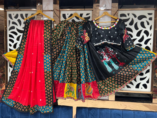 Black Chaniyacholi with Red Dupatta