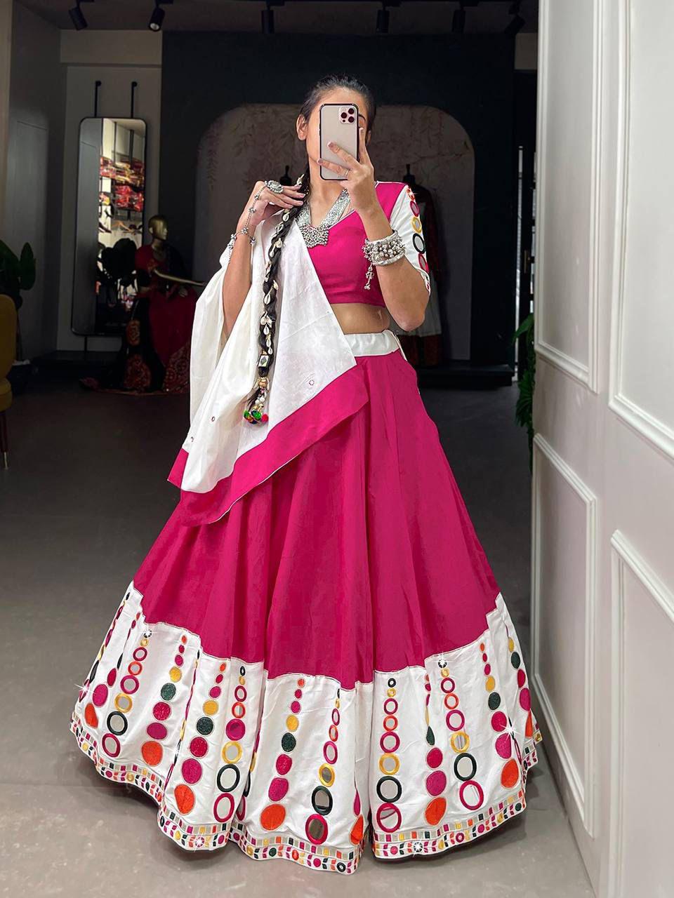 White Lehenga with Color options