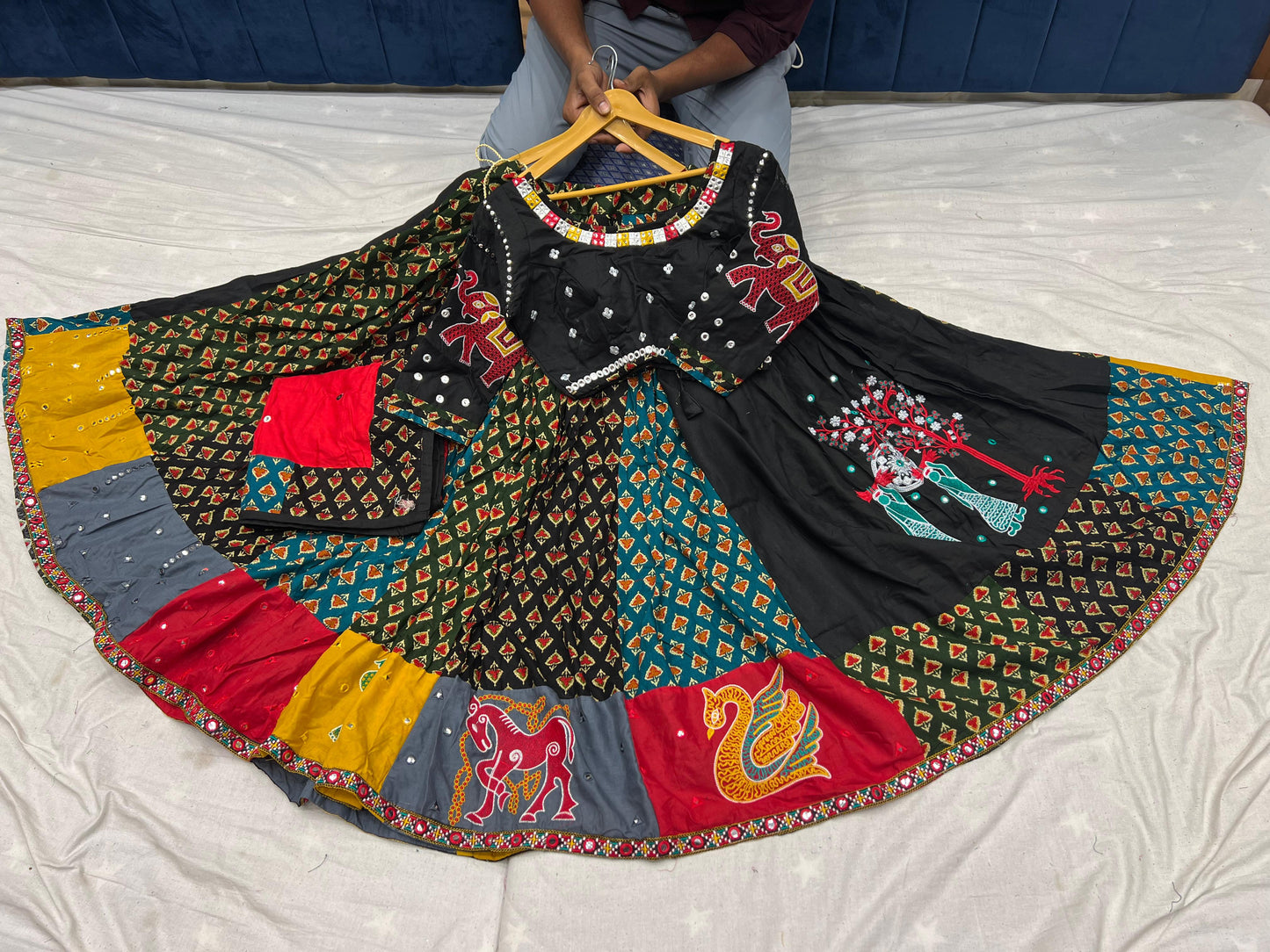 Black Chaniyacholi with Red Dupatta