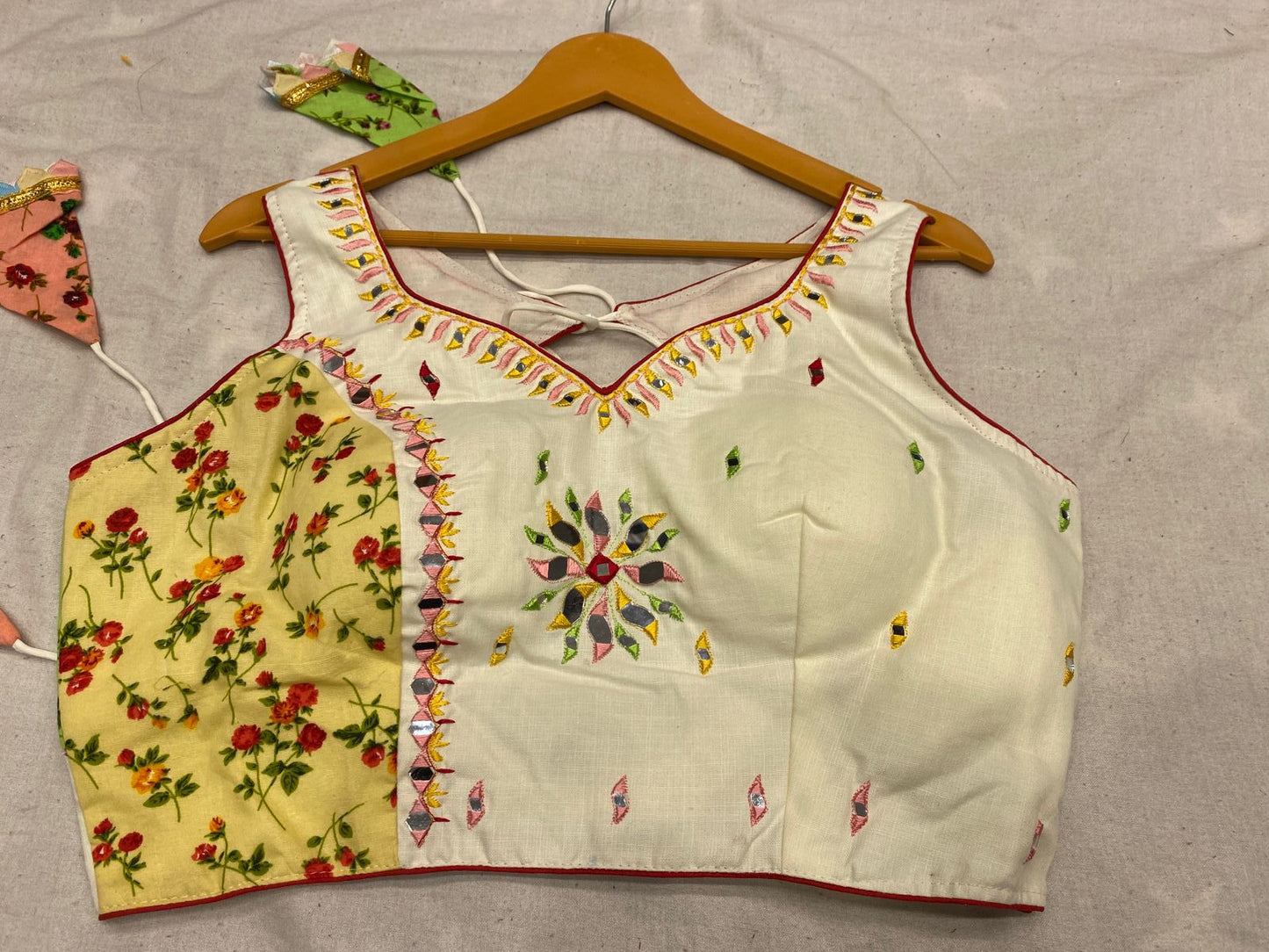 Mutlicolor Chaniyacholi with Sleeveless Blouse