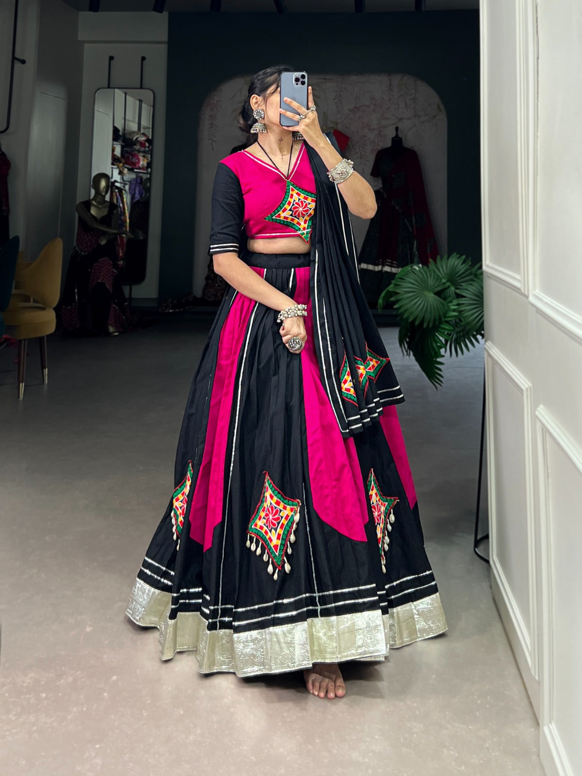 Red and Pink Lehenga with Pink Blouse