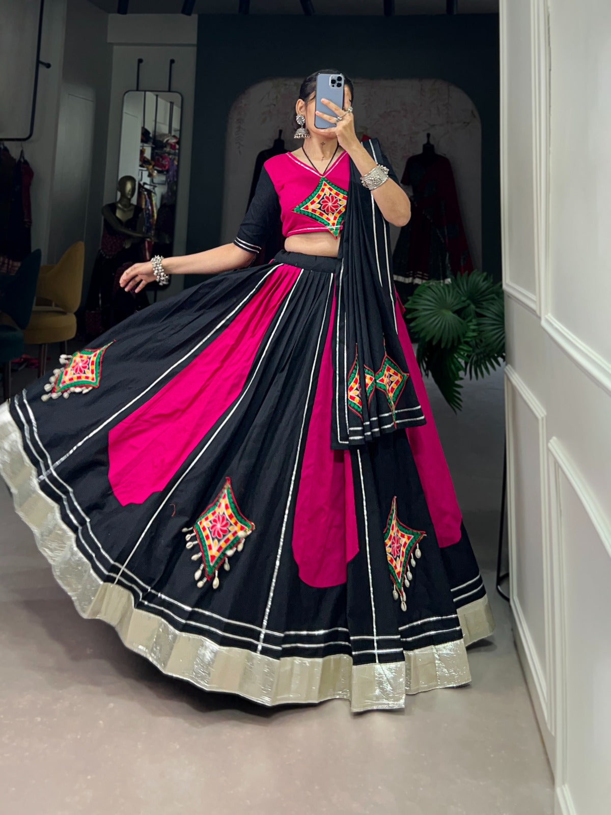 Red and Pink Lehenga with Pink Blouse