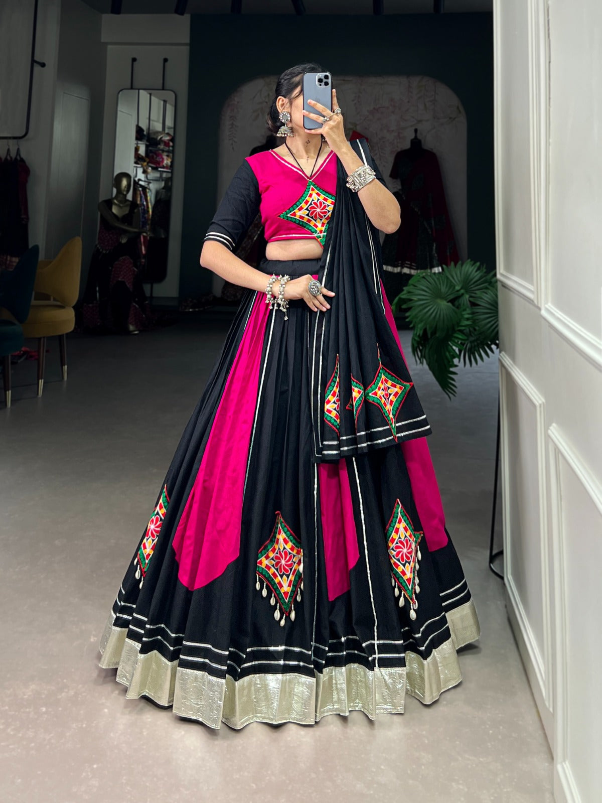 Red and Pink Lehenga with Pink Blouse