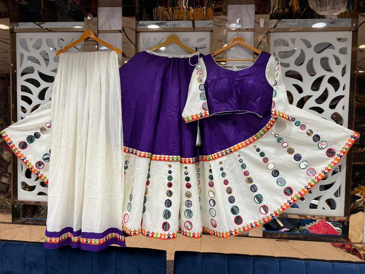 White Lehenga with Color options